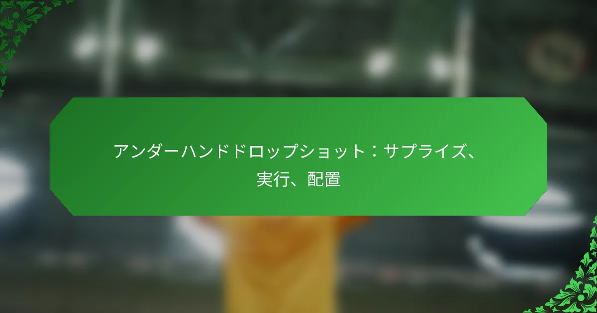 アンダーハンドドロップショット：サプライズ、実行、配置