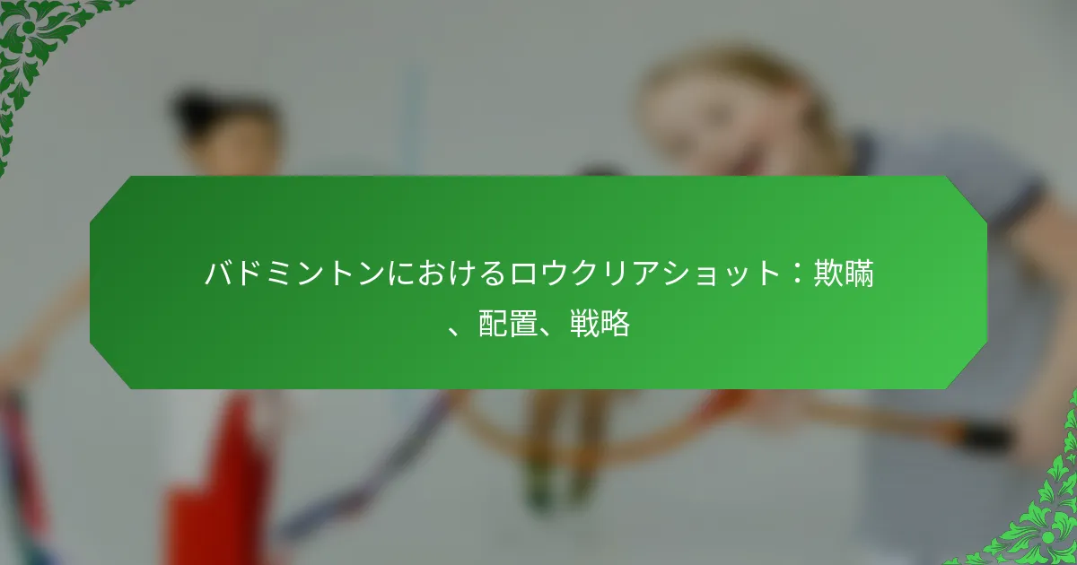 バドミントンにおけるロウクリアショット：欺瞞、配置、戦略