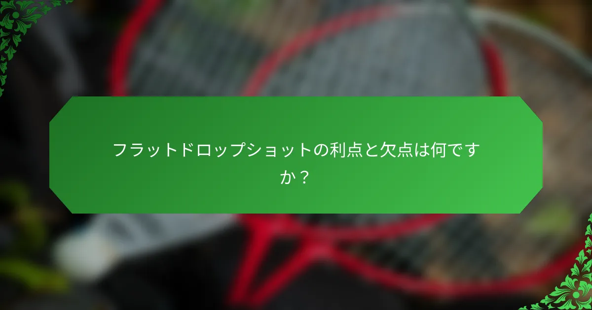 フラットドロップショットの利点と欠点は何ですか？