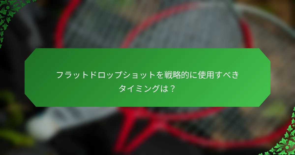 フラットドロップショットを戦略的に使用すべきタイミングは？