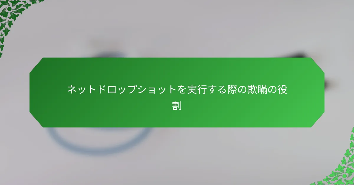 ネットドロップショットを実行する際の欺瞞の役割