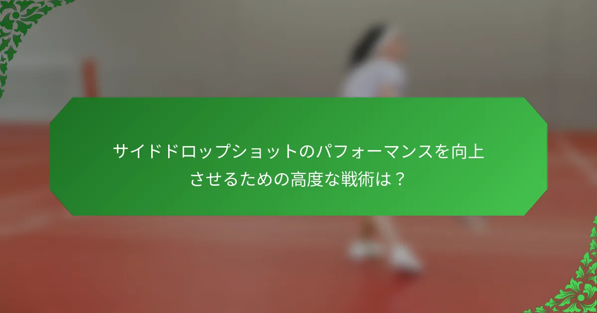 サイドドロップショットのパフォーマンスを向上させるための高度な戦術は？