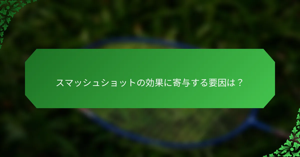 スマッシュショットの効果に寄与する要因は？
